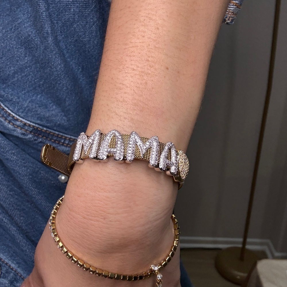 Gold and Silver 'MAMA' Bracelet - Picture 3 of 4